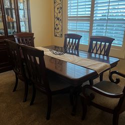 Dining room table and hutch
