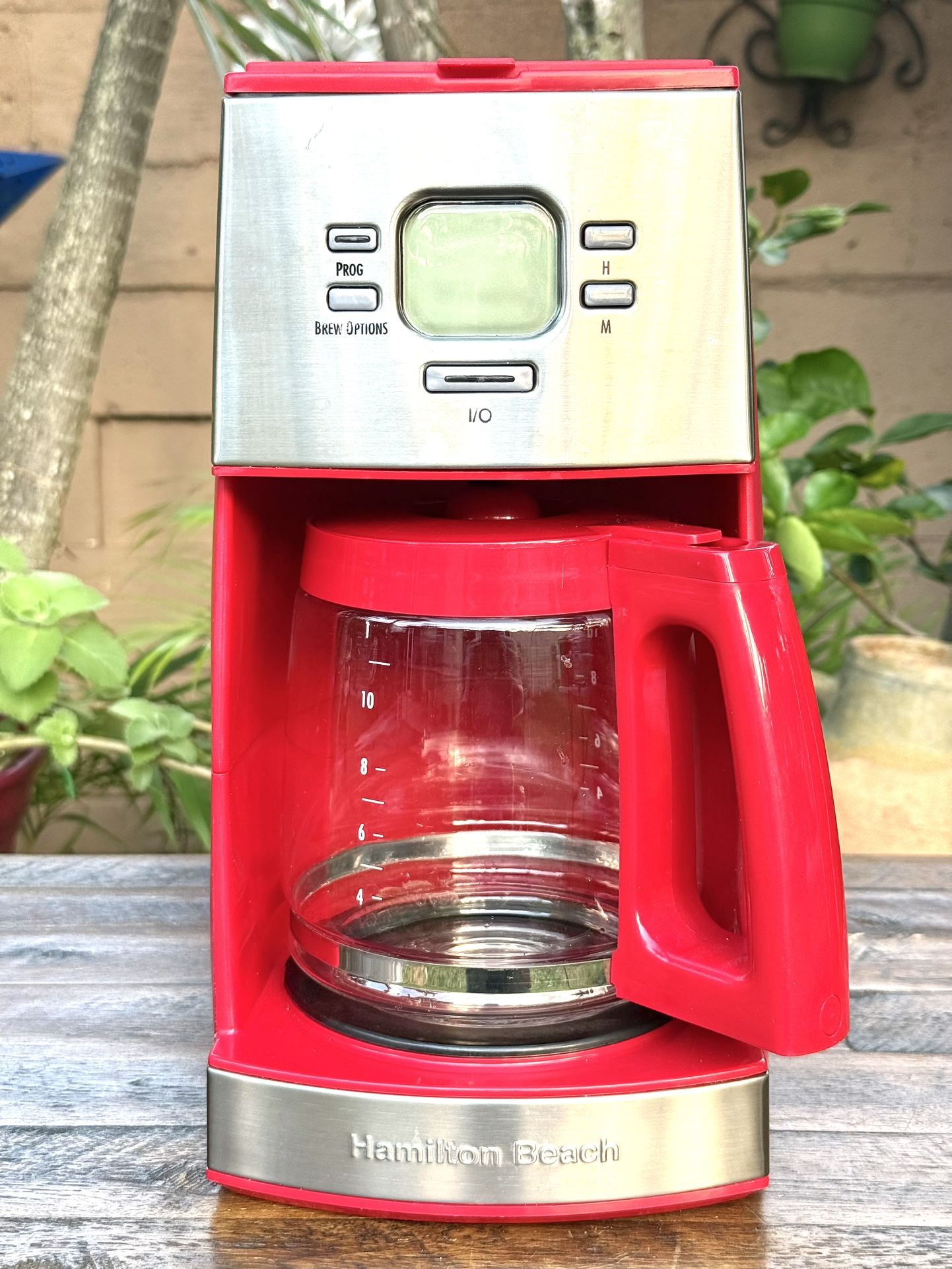 Hamilton Beach 12-Cup Red Drip Coffee Maker Glass Carafe Programmable