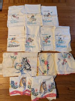 Vintage Embroidered Dish Towels/Linens