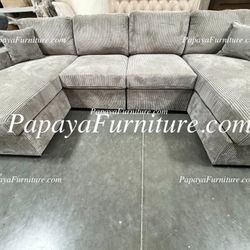 NEW DOUBLE CHAISE U Shape Sectional Large 120" Sofa Set Ashley Style BIG Discount SALE and Lounge Lounger Set Furniture Warehouse Clearance Closeout