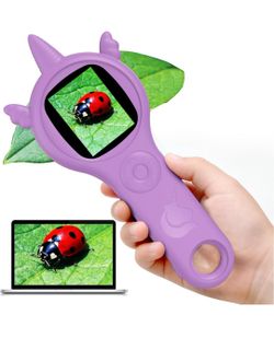 Handheld Pocket Kids Microscope  w/2'' Screen, Photo Video Mini Portable Science Edu Digiscope, Christmas Birthday Gift. SD Card Not Included
