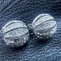 Resembles Vintage Hobe Pave Set Rhinestone Dome Clip Earrings (No Signature)