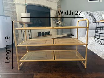 Gold metal shoe rack / measurements in photos