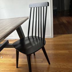 6 Dining Chairs Set Of Six Black Wooden Chairs