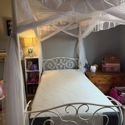 TwinCanopy Sturdy Bed Frame, Metal, Full, White: no mattress