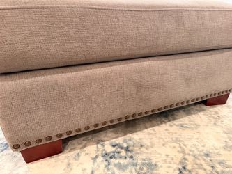 Upholstered Storage Ottoman with Nailhead Trim