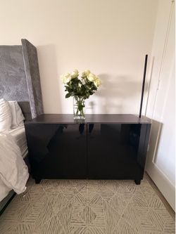 2-Piece Modern Black Nightstand Set