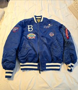 Royal Blue Brooklyn Dodgers Alpha Industries X New Era Reversible MA-1 Bomber Jacket