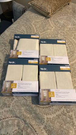 4 sets Rod Pocket Curtain Panels – Beige 84in (4 Packs)