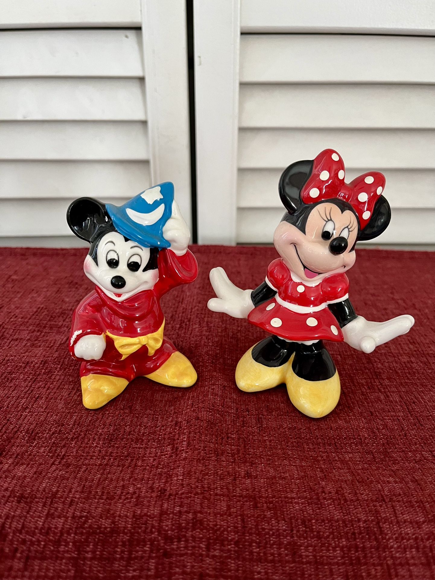 Vintage Disney Mickey And Minnie Mouse Ceramic Figurines