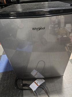 Whirlpool 4.3 cu ft Mini Refrigerator Stainless Steel WH43S1E: Compact Dorm Fridge, Energy Star, Reversible Door, 2 Shelves