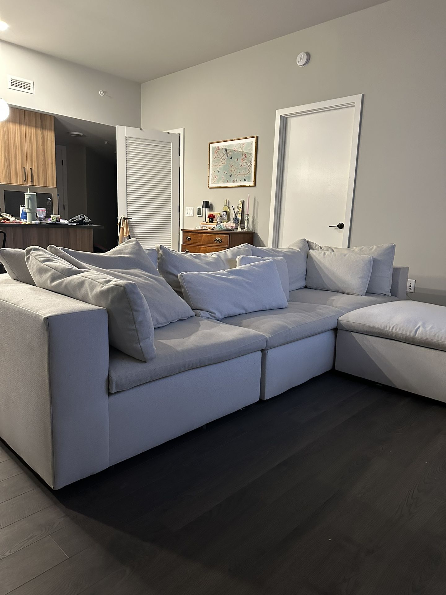 Harmony Modular 3-Piece Ottoman Sectional – Neutral Eco Weave (Oyster)