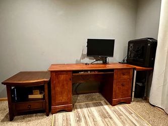 Solid Wood Computer Desk with Storage