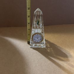 Vintage Waterford Ireland Crystal Obelisk Pyramid Desk Mantle Clock