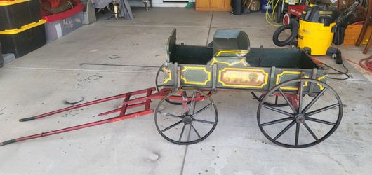 Antique kids toy goat cart wagon real wagon