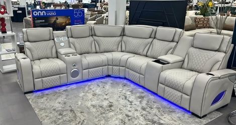 Sectional Sofa With speakers led lights massage usb charger NEW