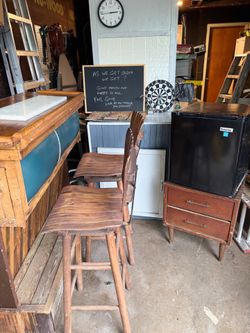 vintage rustic bar complete with everything