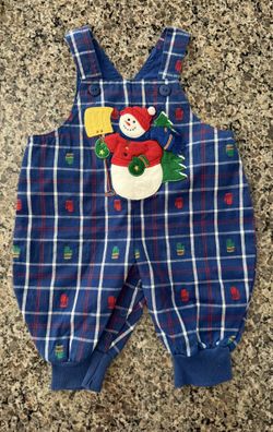 Gently Used Snowman Overalls - 3/6 Mos.