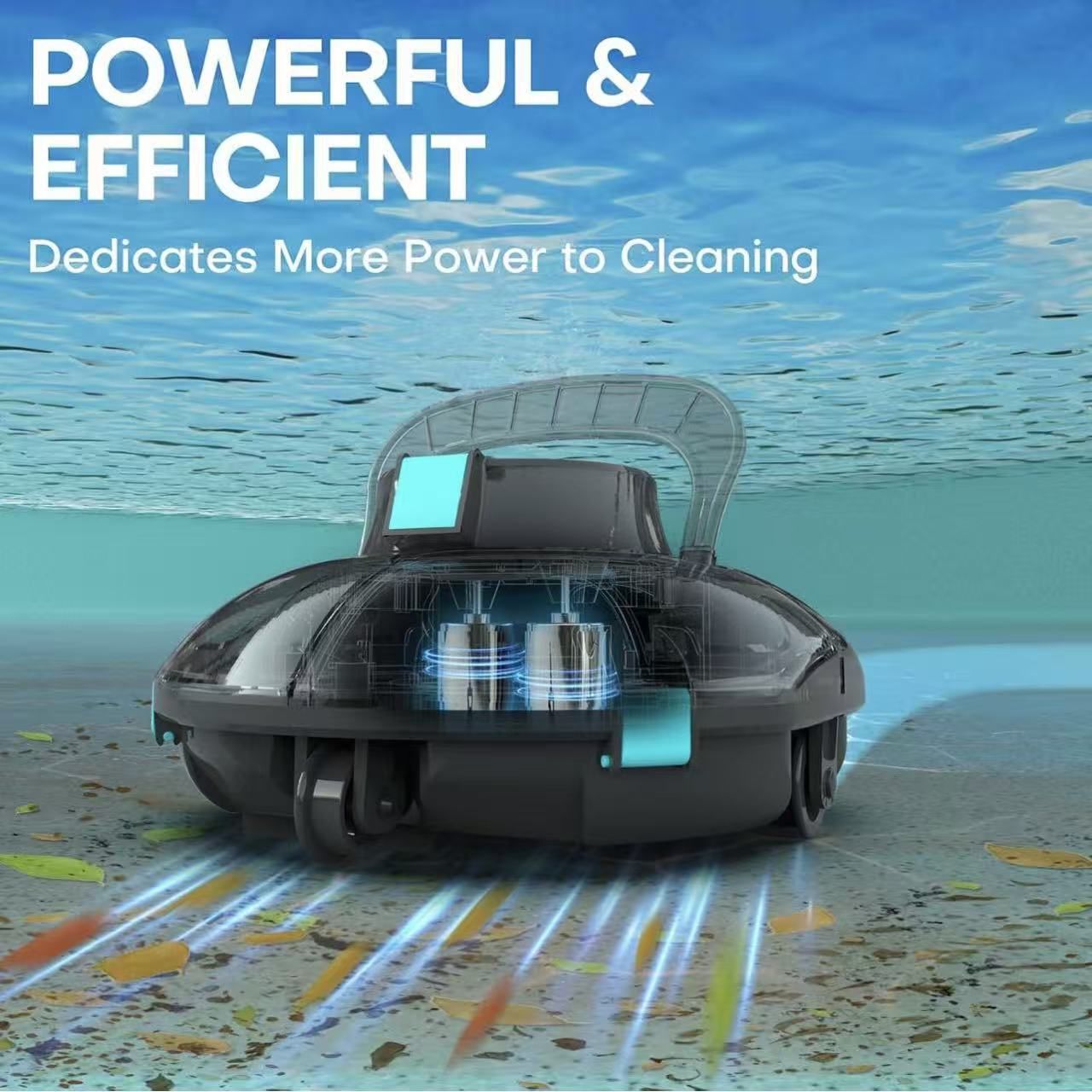 ✌️ Cordless Robotic Pool Cleaner,Pool Vacuum with Auto- Parking, Lightweight, Ideal for Above Ground Flat Pool up to 645 sq.ft,Black