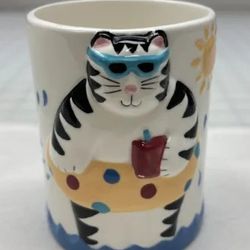 Rare vintage ceramic Coco Dowley Bacova Tube Kitty Drinking cup