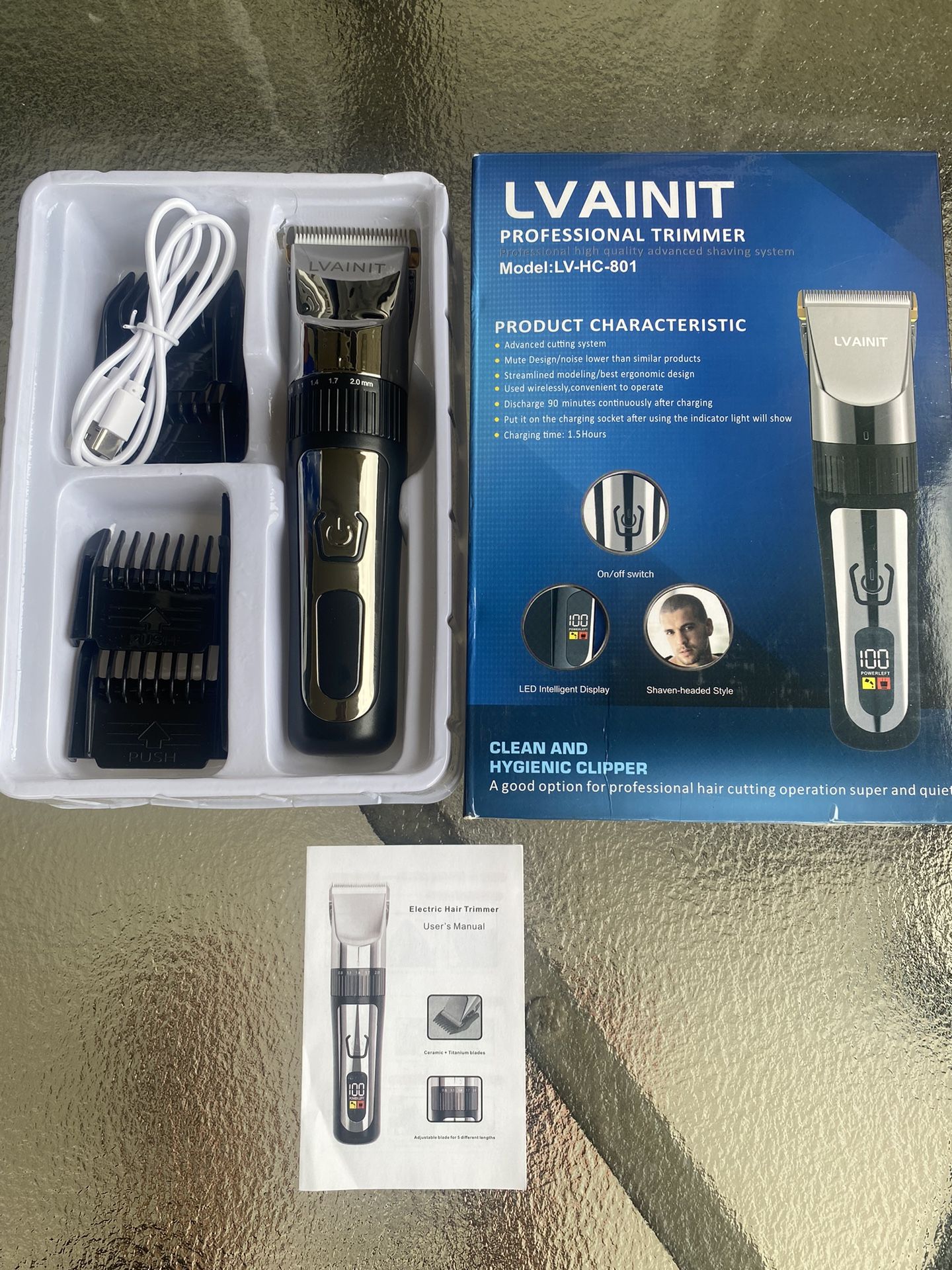 LVAINIT Hair Clippers For Men, Cordless LCD Rechargeable Hair Trimmer Beard Trimmer For Men, Men's Grooming Kit For Hair, Face, Beard