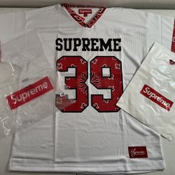 Supreme Jersey White& Red 39 Bandana FootBall Size M