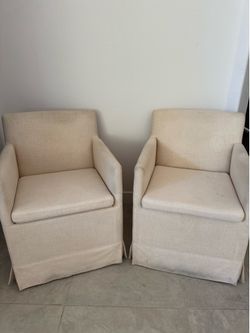 Pair of Slipcovered Swivel Chairs – Great Project or Recovering Piece