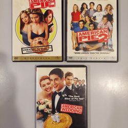 SET OF 3 DVDS AMERICAN PIE, AMERICAN PIE 2, & AMERICAN WEDDING & FREE DVD COPY OF AMERICAN REUNION
