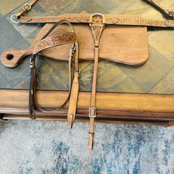 Leather Tooled Cob Bridle And Breast Plate