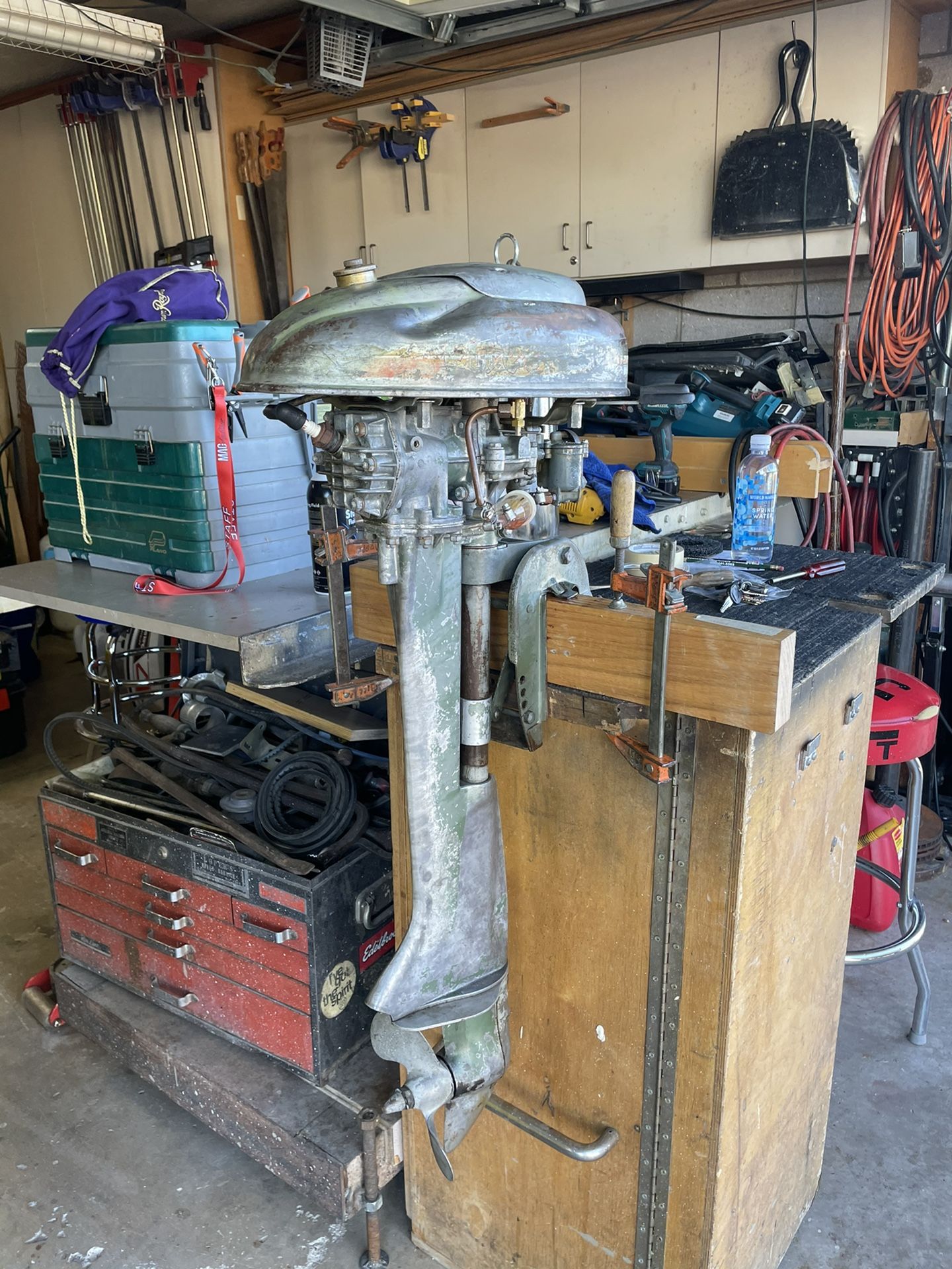 Vintage Firestone 3 1/2 Horsepower Outboard Boat Motor All Metal Old School No Plastic To Ware Out 450.00 OBO Runs Great