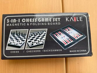 Brand New 3-in-1 Magnetic Chess, Checkers & Backgammon Game Set