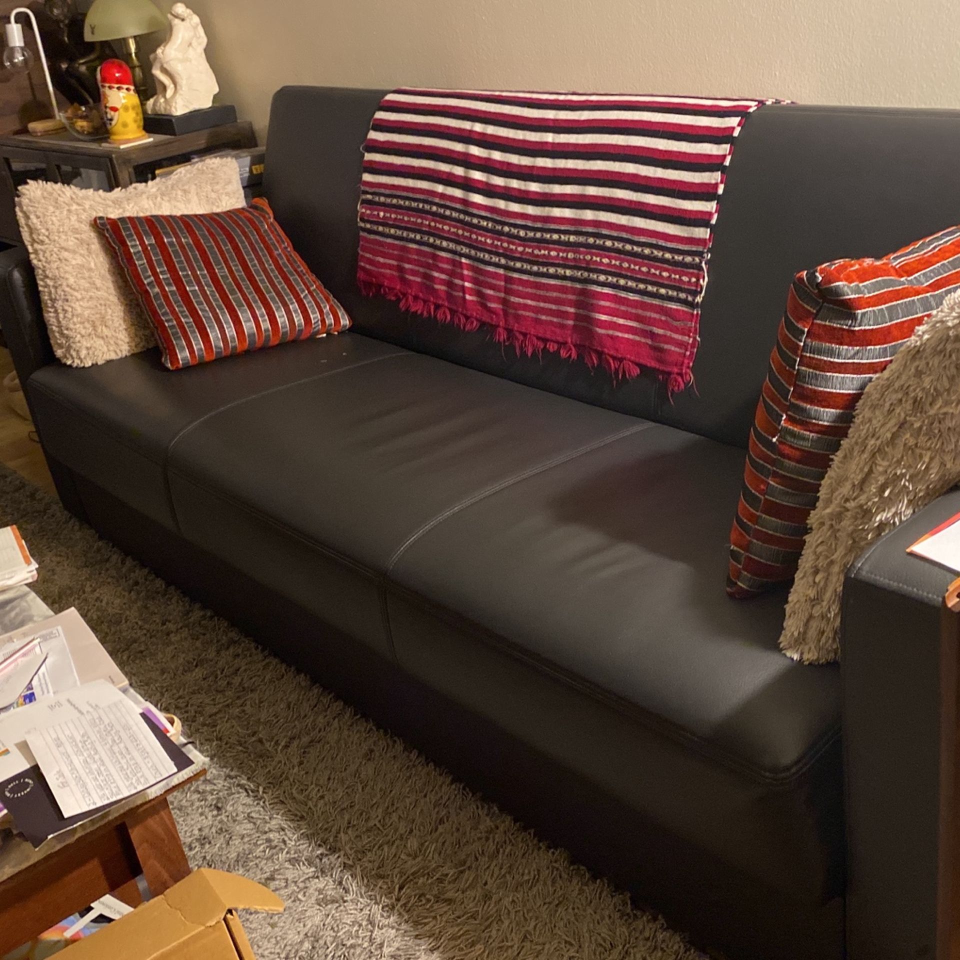 Black Leather Sleeper Sofa With Storage