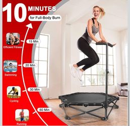 Foldable Mini Trampoline — One-Step Fold & Open, 42" Rebounder Trampoline for Adults & Kids, 450lbs Max Load, Adjustable T-Bar, Indoor & Outdoor Worko