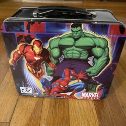 Marvel Heroes Metal Lunch Box with Iron Man, Spider-Man and The Incredible Hulk
