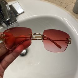 Cartier Sunglasses Gold Red Lenses 