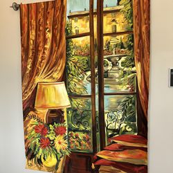 Large Valerie Limozin Painting On Canvas 51”x70” Italian Villa 