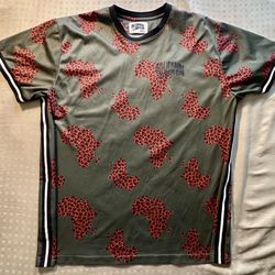 Billionaire Boys Club green shirt featuring an Africa leopard print pattern