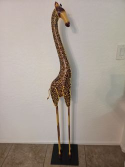 58 Inch Tall Large Modern Glass Mosaic Giraffe Sculpture
