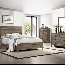 4- Pc Bedroom set Dresser,Mirror  Nightstand (1) Queen size bed frame  Not including Mattress and Box Sp