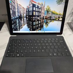 Powerful Microsoft Surface Pro 7+. Intel i7 processor. 16GB RAM. 238GB storage. Windows 11 Pro operating system. Comes with black Type Cover keyboard.