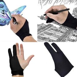 Two Finger Anti-fouling Glove Drawing & Pen Graphic Tablet Pad For Artist Black