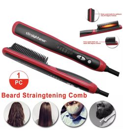 Electric Hair Straightener Digital Quick Heated Beard Hair Brush Comb Fast
