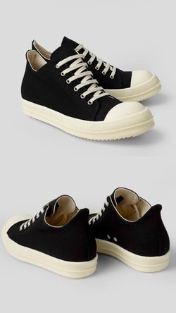 Rick Owen Black Canvas Low-Top Sneakers