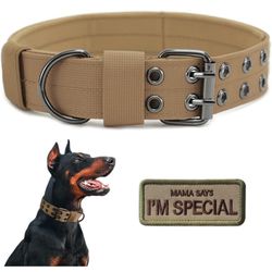 L Size Dog Military Collar With Two Patches