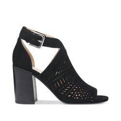 Marc Fisher Womens Geela Leather Open Toe Casual Strappy, Black, Size 8M