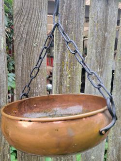 Vintage hanging copper pot