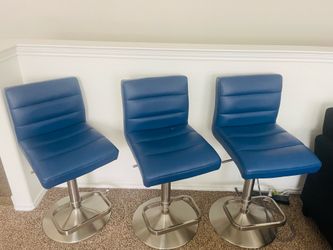 Set of 3 Blue Bar Stools