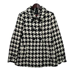 EXPRESS Houndstooth Pea cost Black/white SZ SMALL 