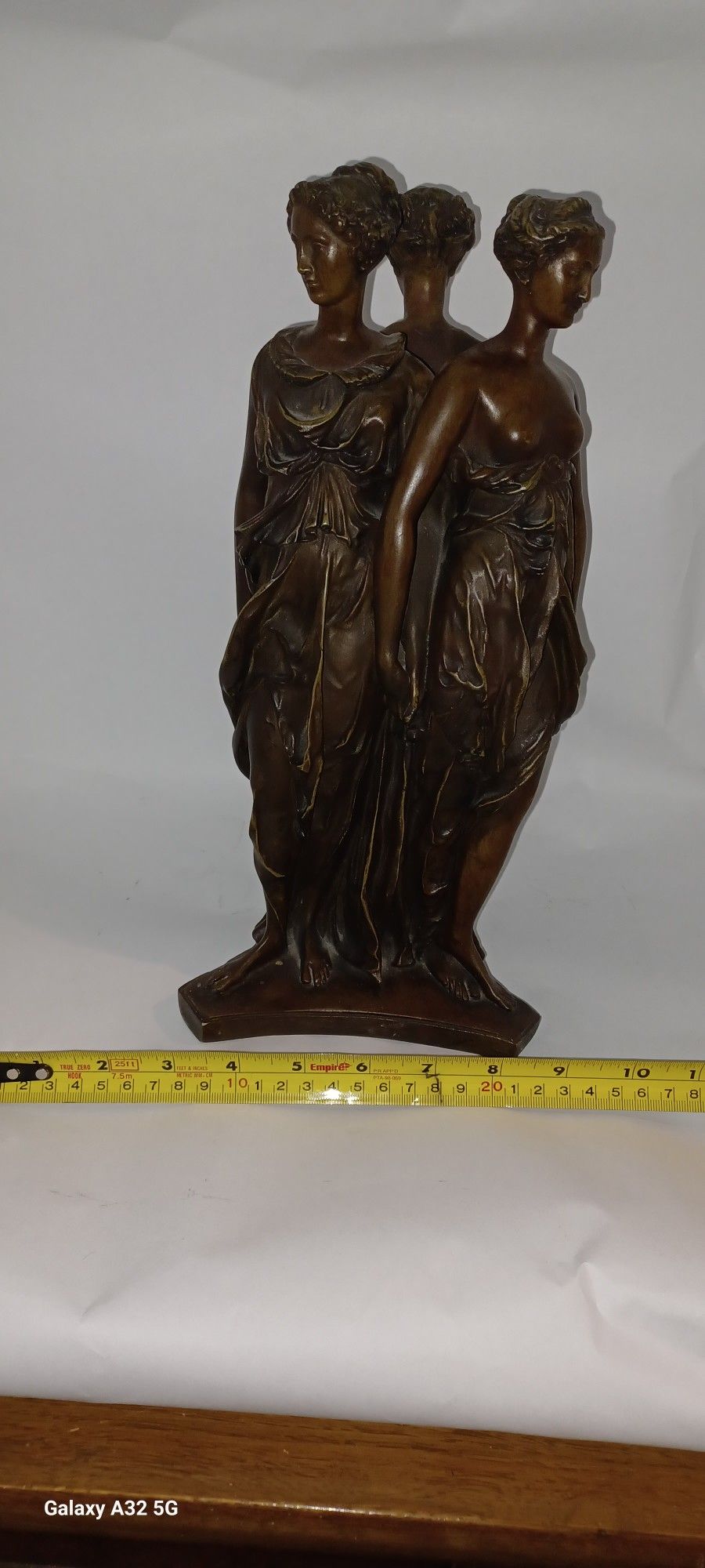 Patinated faux Bronze resin 3 GRACES sculpture by Germain Pilon 6"d x 13"h. $200obo