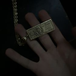 10k Solid Gold Hundred Dollar Pendant 